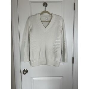 Women's Athleta Cable Knit Sweater Pullover White Ivory Size Medium